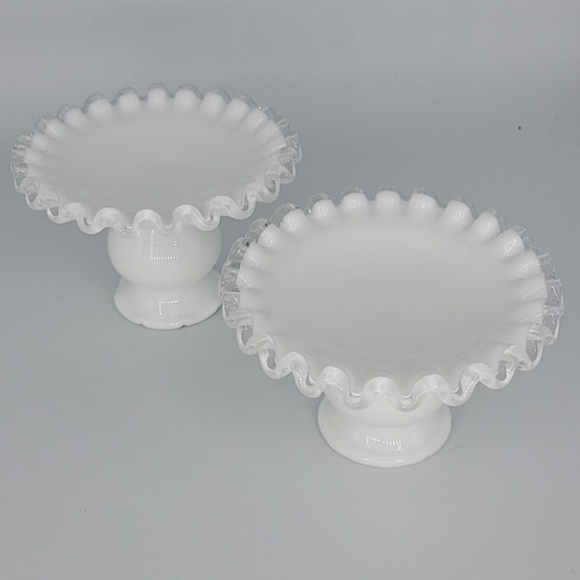 Fenton Silver Crest Milk Glass Candle Holder Set of 2 White - Picture 1 of 1